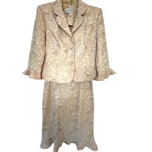 Vintage Dorby Skirt Suite 80's Women's Size 10 Petite Office Natural Paisley